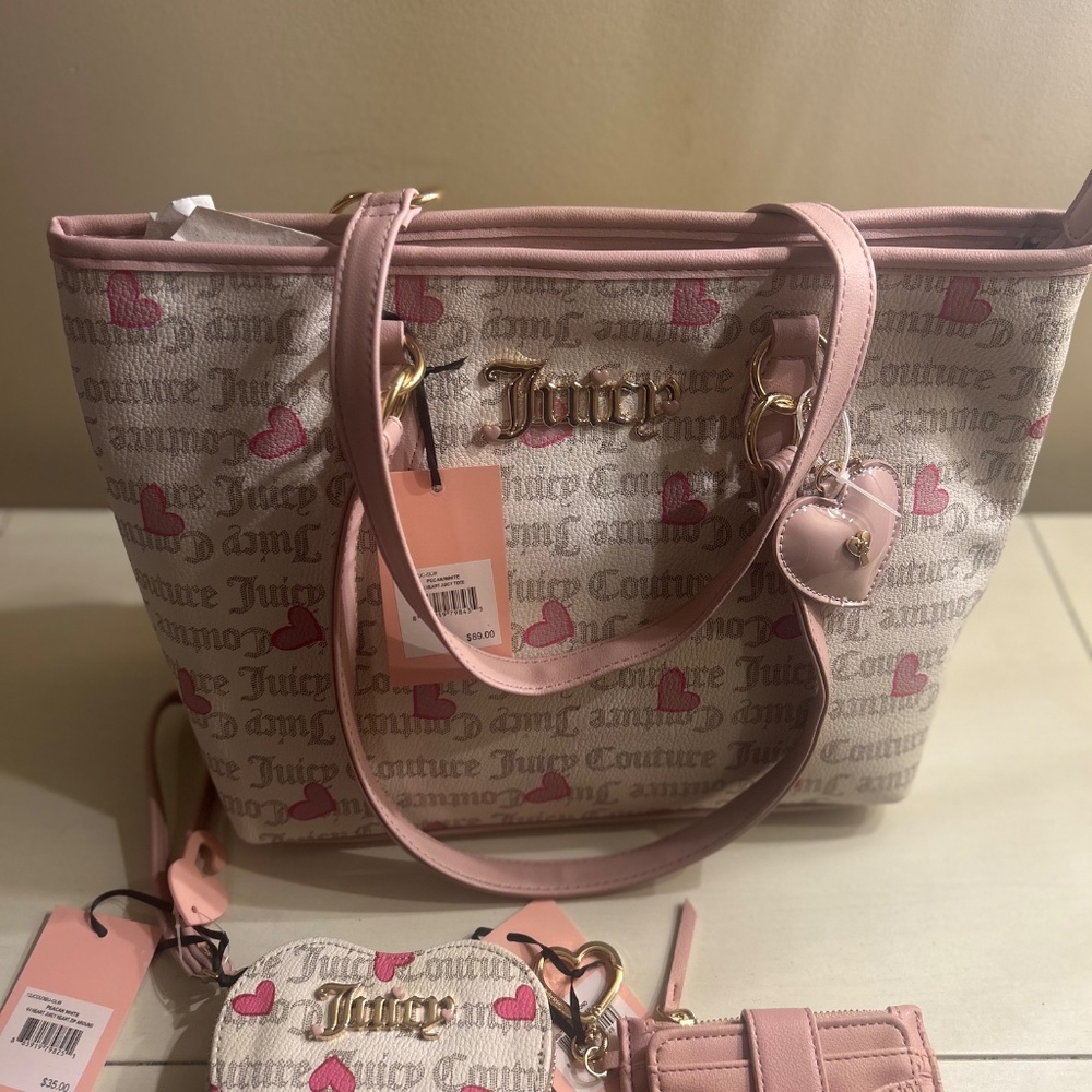 Juicy Couture I Heart Juicy PINK Tote Bag, Wallet and Wristlet New With Tags - Picture 5 of 5